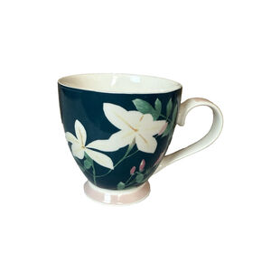 The English Fine China Co Green Blue Coffee Mug With Pink And White Flowers